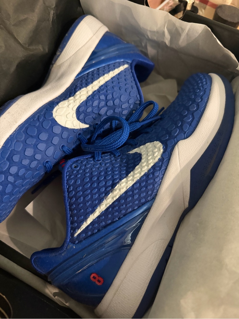 Nike Blue and White Men's Basketball Sneakers